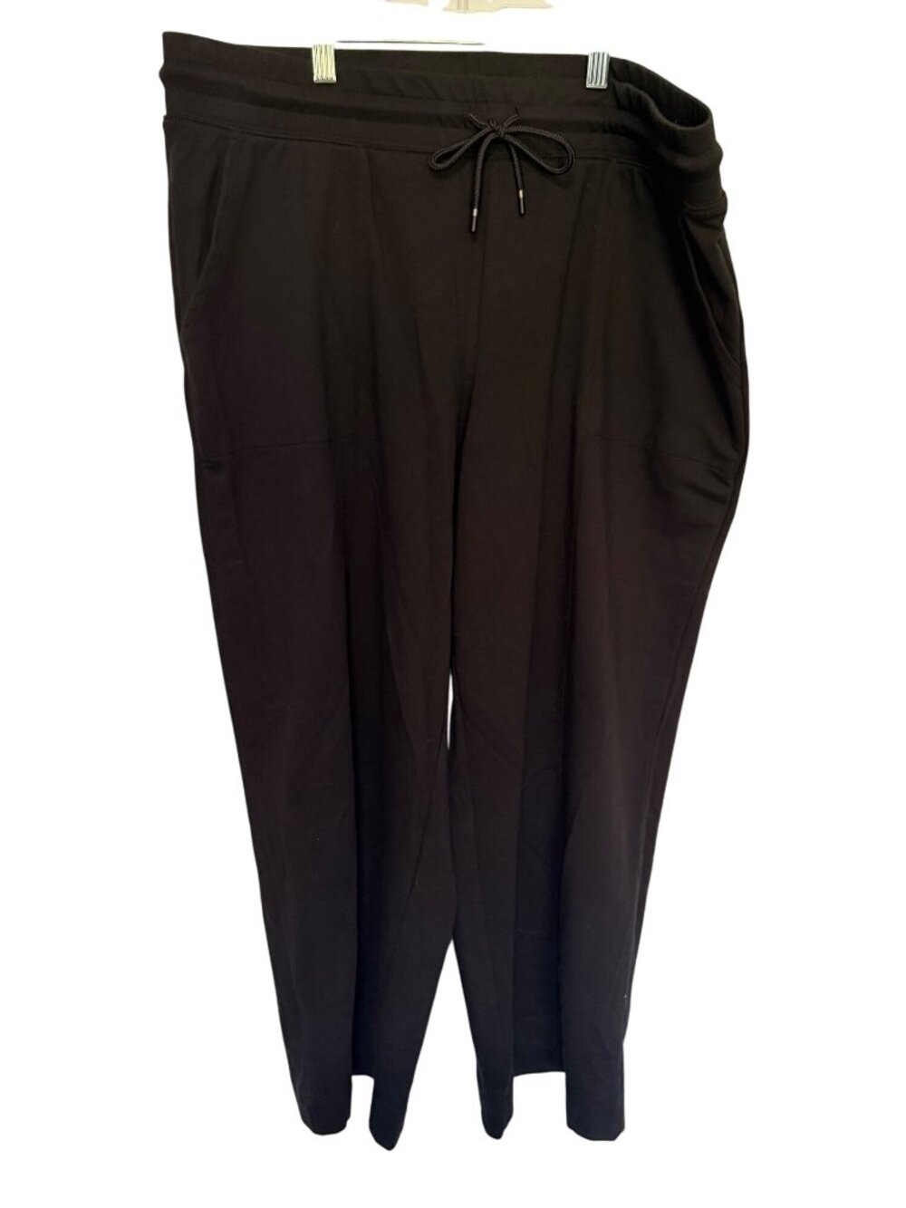 D & Co. Beach Wide-Leg Pants Women Sz 1X Black Pull-On Elastic Waist